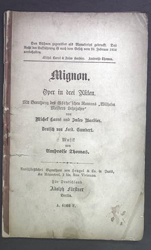 Imagen del vendedor de Mignon. Oper in 3 Akten. a la venta por books4less (Versandantiquariat Petra Gros GmbH & Co. KG)