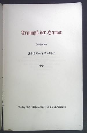 Bild des Verkufers fr Triumph der Heimat. zum Verkauf von books4less (Versandantiquariat Petra Gros GmbH & Co. KG)