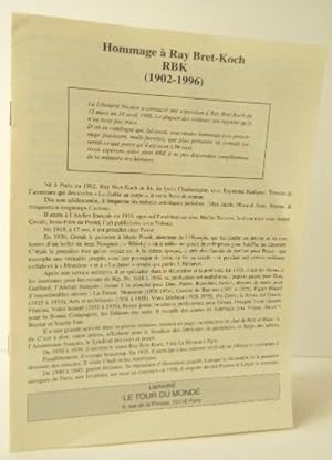 HOMMAGE A RAY BRET-KOCH (1902-1996). Catalogue dune exposition organisée par la Librairie Nicais...