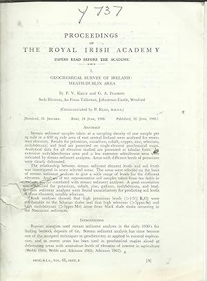 Proceedings of the Royal Irish Academy: Geochemical Survey of Ireland: Meath-Dublin Area.