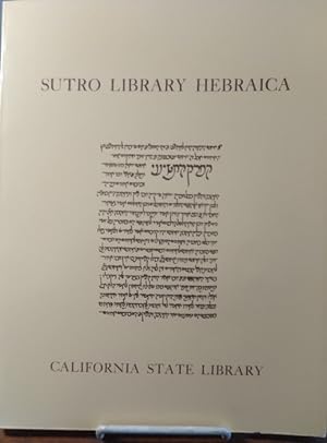 Seller image for Sutro Library Hebraica: a handlist for sale by Structure, Verses, Agency  Books