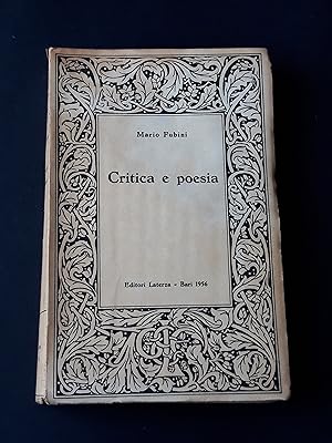 Fubini Mario. Critica e poesia. Laterza. 1956-I. Dedica dell'autore.