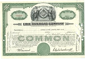 Imagen del vendedor de Erie Railroad stock certificate a la venta por Attic Books (ABAC, ILAB)