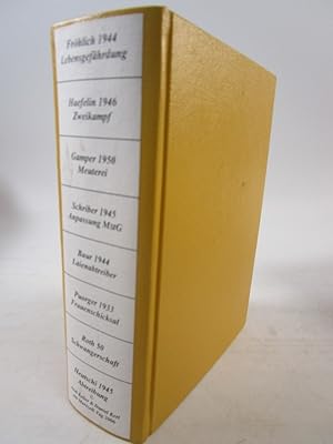 Imagen del vendedor de [Sammelband] M. Frhlich: Das allgemeine Lebensgefhrungsdelikt [.]. W. Haefelin: Der Zweikampf im schweizerischen Strafrecht. R. Gamper: Das Delikt der Meuterei im Schweizerischen Militrstrafrecht. H. Schreiber: Die Anpassung des Militrstrafgesetzes an das Schweizerische Strafgesetzbuch [.]. E. Baur: Die Persnlichkeit des Laienabtreibers. G. Puroger: Das somatische Schicksal der Frauen, bei denen [.] eine Unterbrechung der Schwangerschaft abgelehnt wurde. B. Roth: Die Schwangerschaftsunterbrechung nach dem Schweizerischen Strafgesetzbuch. M.H. Hentschi: Die Abtreibung im Schweizerischen Strafgesetzbuch. a la venta por Antiquariat Bookfarm