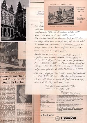 Eigenhändiger Brief Fritz Lachmunds mit Dank für Lobesworte, dat. 7.1.1969. Schwarzer Kugelschrei...