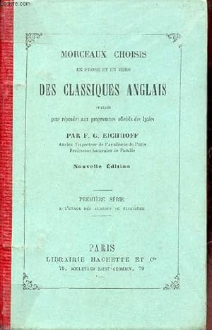 Seller image for Morceaux choisis en prose et en vers des classiques anglais - Nouvelle dition - Premire srie  l'usage des classes de troisime. for sale by Le-Livre