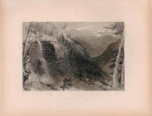The Catterskill Falls From Above The Ravine. (B&W engraving).