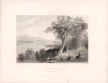 View From Hyde Park: Hudson River. (B&W engraving).