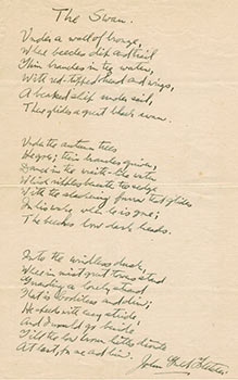 Original manuscript by John Gould Fletcher: "The Swan."