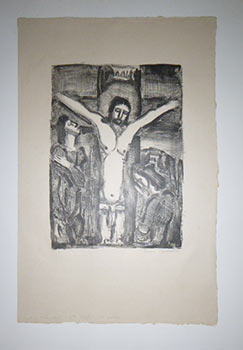 Christ en Croix. (Tête Penchée). First edition of the lithograph. Signed.