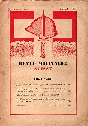 Seller image for Un lot de revues;Revue militaire Suisse.N11 et 12.Annee 1952 for sale by JP Livres