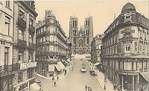 Bild des Verkufers fr AK Brussel. St Gudula Kerk en straat. ca. 1914 zum Verkauf von Leipziger Antiquariat