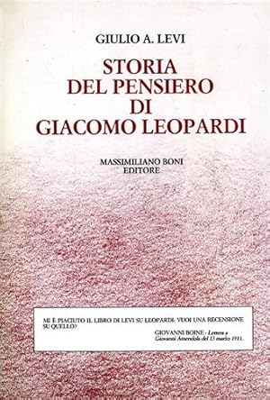Immagine del venditore per Storia del pensiero di Giacomo Leopardi. venduto da FIRENZELIBRI SRL