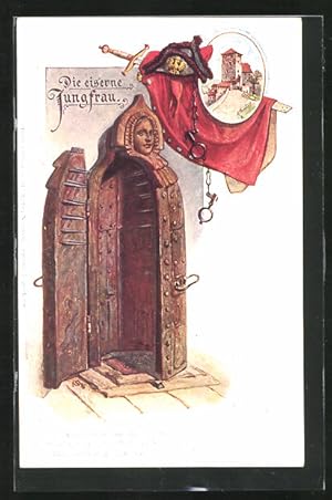 Bild des Verkufers fr Knstler-Ansichtskarte Nrnberg, Die eiserne Jungfrau im fnfeckigen Turm zum Verkauf von Bartko-Reher