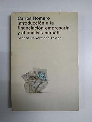 Imagen del vendedor de Introduccin a la financiacin empresarial y al anlisis burstil a la venta por Libros Ambig