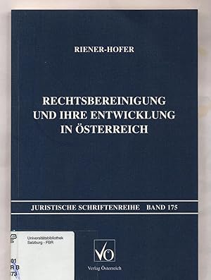 Seller image for Rechtsbereinigung und ihre Entwicklung in sterreich for sale by avelibro OHG