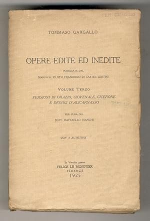 Opere edite ed inedite pubblicate dal Marchese Filippo Francesco di Castel Lentini. Volume III: V...