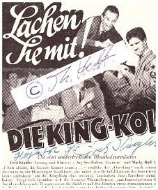 Immagine del venditore per FRED KINGLEE (eigentlich Fred Preusser, 1923?1975) Fred Kinglee & die King-Kols war ein deutsches Swing-Trio, das mit Stcken wie z. B. Kippen-Boogie, Slim Gaillards Cement-Mixer und Swing it, Magister bekannt wurden. venduto da Herbst-Auktionen