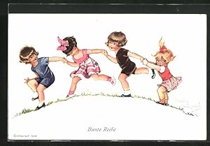 Bild des Verkufers fr Knstler-Ansichtskarte Chicky Spark: Kinder tanzen die Bunte Reihe zum Verkauf von Bartko-Reher