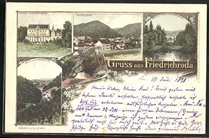 Bild des Verkufers fr Lithographie Friedrichroda, Gesamtansicht, Blick ber die Teiche in Reinhardsbrunn, am Schloss zum Verkauf von Bartko-Reher