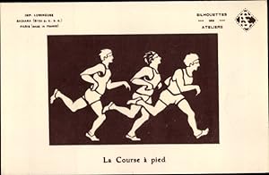 Scherenschnitt Ansichtskarte / Postkarte La Course a pied, Läufer