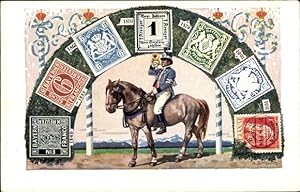Ganzsache Briefmarken Ansichtskarte / Postkarte König Ludwig III. von Bayern, Postillon