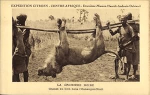 Image du vendeur pour Ansichtskarte / Postkarte L'Oubangui Chari Zentralafrikanische Republik, Croisiere Noire, Chasse au lion, Mission Haard mis en vente par akpool GmbH