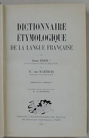 Image du vendeur pour Dictionnaire tymologique de la langue franaise mis en vente par Gurra's Books