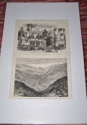 Image du vendeur pour The War in South Africa: Mr. Moodie, Magistrate of Ladysmith, Collecting Native Hut Tax AND The Afghan War - Hill near Gundamuk, where the 44th Foot made Their Last Stand, January 1842 [Wood Engravings] First from a Sketch by Our Special Artist Mr. Melton Prior mis en vente par Antiquarian Bookshop