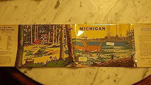 Seller image for PICTURE BOOK OF MICHIGAN , Written by Bernadine Bailey, iLLUSTRATED BY KURT WIESE , IN COLOR DUSTJACKET, CHILDREN, 1950 Has Enormous resources, In the Upper Peninsula its beautiful Forests Provide both Soft & Hard Wood. Iron & Copper Minds Yield their for sale by Bluff Park Rare Books