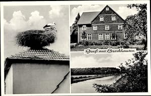 Bild des Verkufers fr Ansichtskarte / Postkarte Brockhausen Lingen, Blick zum Haus, Storchennest zum Verkauf von akpool GmbH