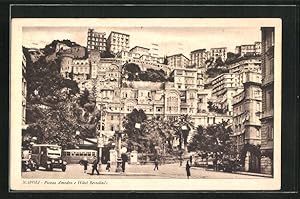 Cartolina Napoli, Piazza Amedeo e Hotel Bertolini`s