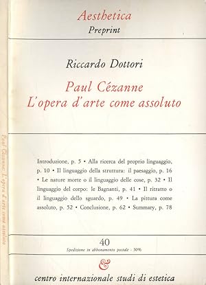 Seller image for Paul Czanne. L' opera d' arte come assoluto for sale by Biblioteca di Babele