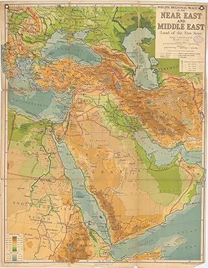 Philips' Regional wall map of the Near east and Middle East (Land of the Five Seas) Scale 1:4,000...