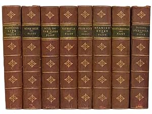 Imagen del vendedor de George Eliot's Works, in Eight Volumes: Scenes of a Clerical Life: The Sad Fortunes of the Reverend Amos Barton, Mr. Gilfil's Love Story, Janet's Repentance [with] Silas Marner, The Lifted Veil, and Brother Jacob; Adam Bede; The Mill on the Floss; Romola; Felix Holt, the Radical [with] Impressions of Theophrastus Such; The Spanish Gypsy, The Legend of Jubal, and Other Poems, Old and New [with] Essays and Leaves from a Note-Book; Middlemarch: A Study of Provincial Life; Daniel Deronda. a la venta por Yesterday's Muse, ABAA, ILAB, IOBA