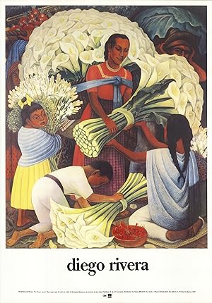 Seller image for DIEGO RIVERA The Flower Vendor 35.75" x 25" Offset Lithograph 1997 Modernism White, Red, Green Floral, Gardens for sale by Art Wise