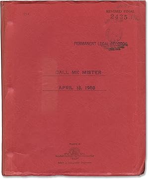 Immagine del venditore per Call Me Mister (Original screenplay for the 1951 film) venduto da Royal Books, Inc., ABAA