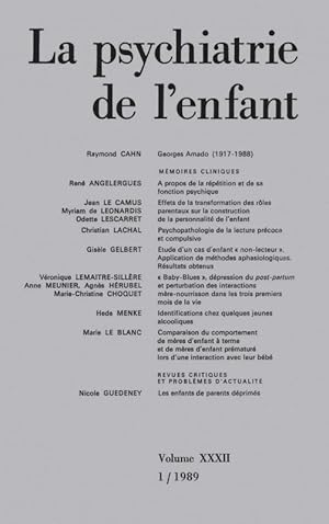 REVUE LA PSYCHIATRIE DE L'ENFANT N.32/1 (édition 1989)