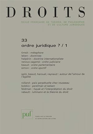 Seller image for Revue Droits n.33 : l'ordre juridique ? Tome 1 for sale by Chapitre.com : livres et presse ancienne