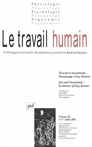 REVUE LE TRAVAIL HUMAIN N.70/3 (édition 2007)