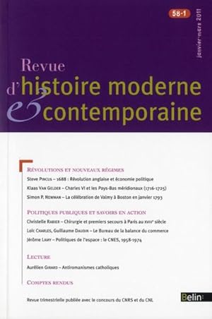 REVUE D'HISTOIRE MODERNE ET CONTEMPORAINE ; rhmec 58-1 (janv-mars 2011)