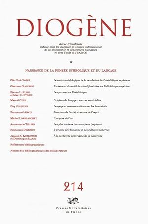 REVUE DIOGENE N.214 ; naissance de la pensée symbolique et du language