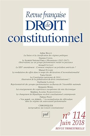 Revue française de droit constitutionnel n.114 (édition 2018)