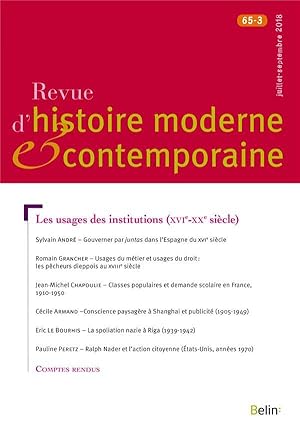 REVUE D'HISTOIRE MODERNE ET CONTEMPORAINE N.65-3