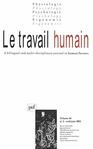 REVUE LE TRAVAIL HUMAIN N.66/2 (édition 2003)