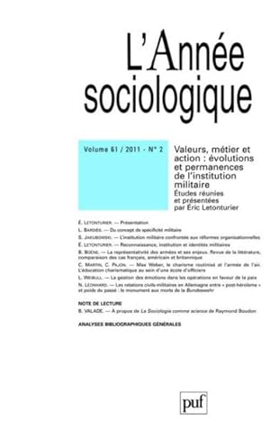 Seller image for Revue L'Anne sociologique n.61/2 : valeurs, mtier et action (dition 2011) for sale by Chapitre.com : livres et presse ancienne