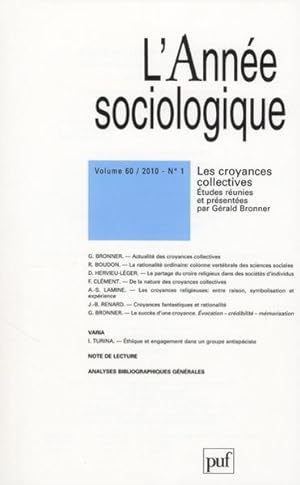 Seller image for Revue L'Anne sociologique n.60/1 : les croyances collectives (dition 2010) for sale by Chapitre.com : livres et presse ancienne