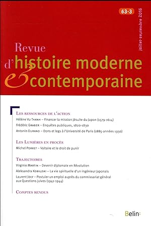 REVUE D'HISTOIRE MODERNE ET CONTEMPORAINE N.63 ; octobre 2016 t.3