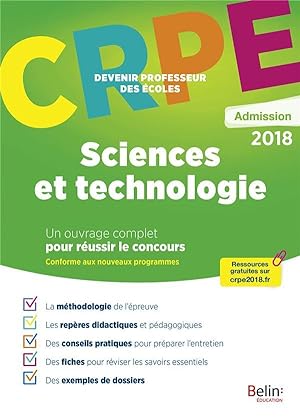 CRPE ; devenir professeur des écoles ; sciences et technologie (édition 2018)