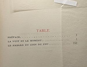 Seller image for La nuit et le moment - Le hasard du coin du feu - exemplaire numrot - TOME UN for sale by crealivres